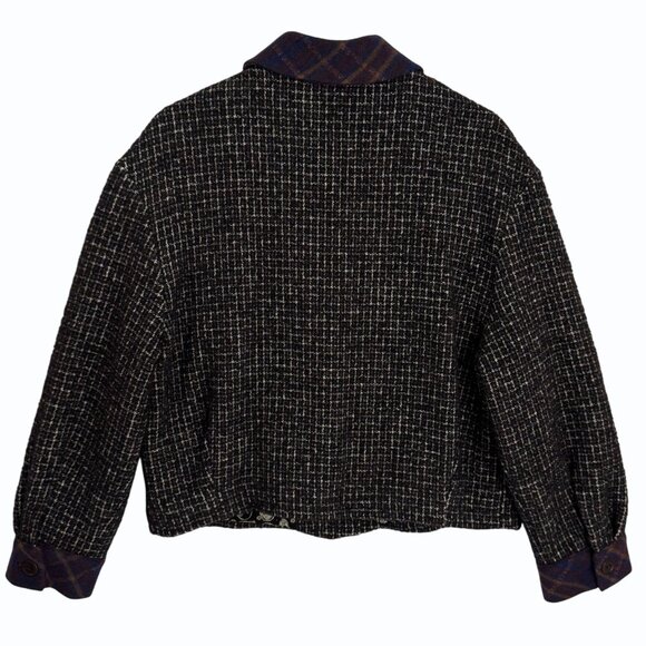 Cotélac Womens Tweed Jacket Plaid Wool Size US 8 Boxy Mixed Media‎ Office Siren - Picture 6 of 14